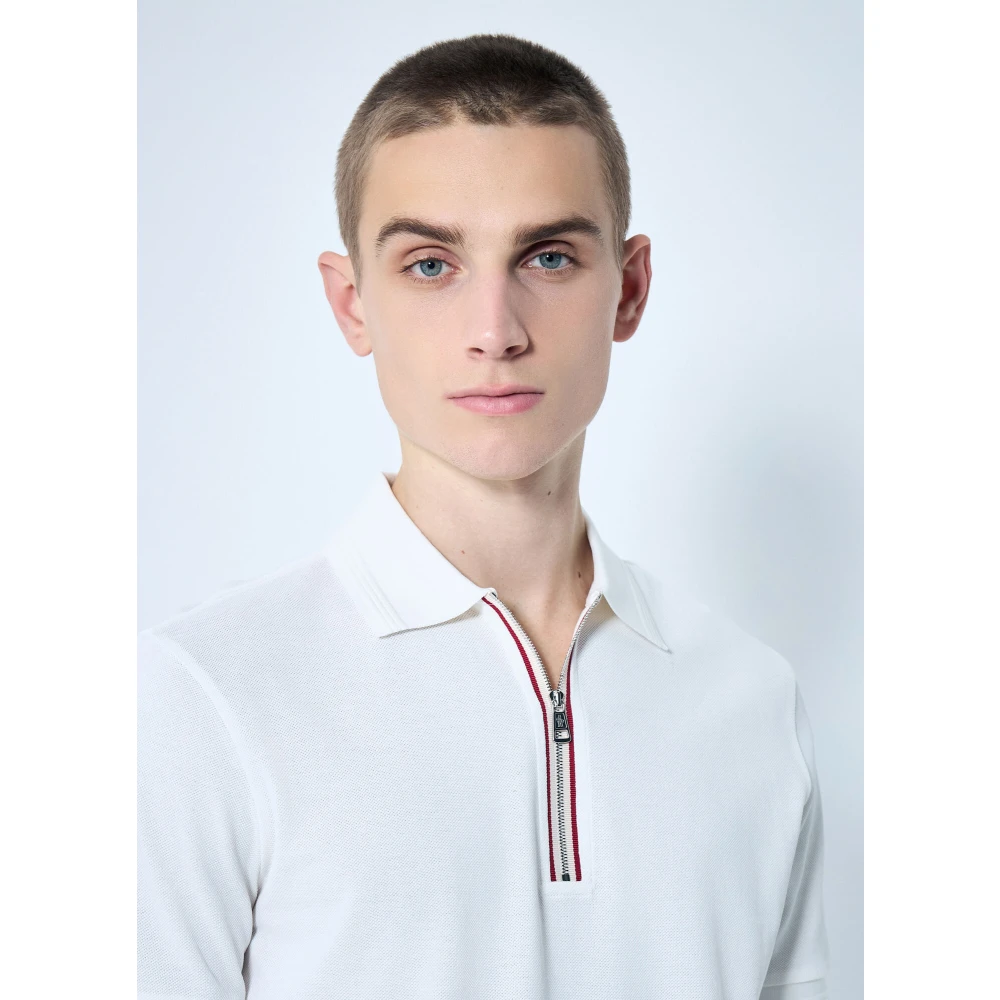 Moncler Katoenen Piquet Half-Zip Polo Shirt White Heren