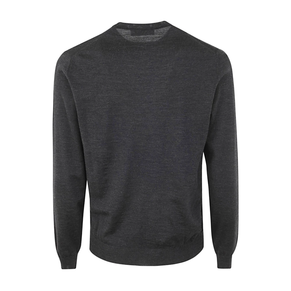 Filippo De Laurentiis Antraciet Merino Crew Neck Sweater Black Heren