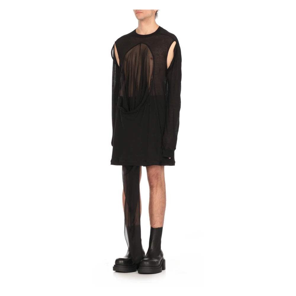 Rick Owens Zwart katoenen T-shirt met cut-out details Black Heren