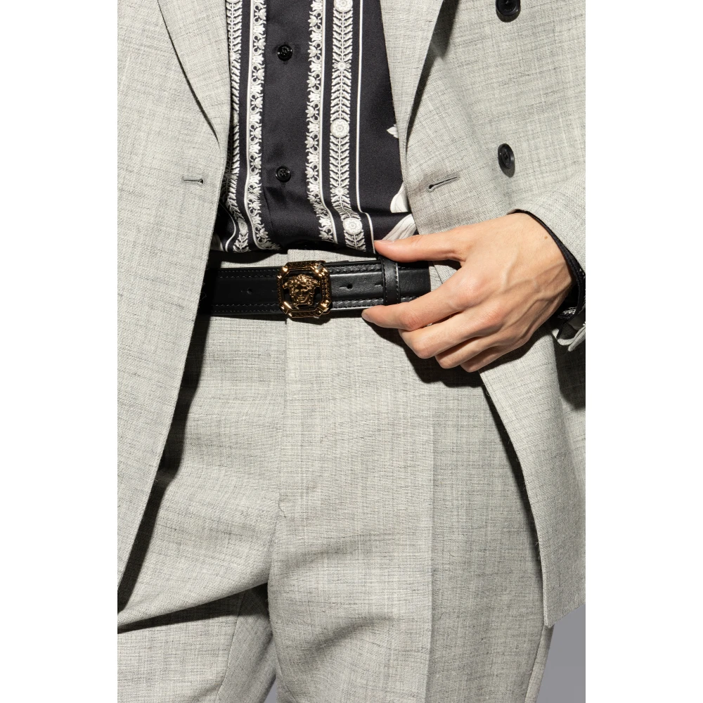 Versace Leren riem Black Heren