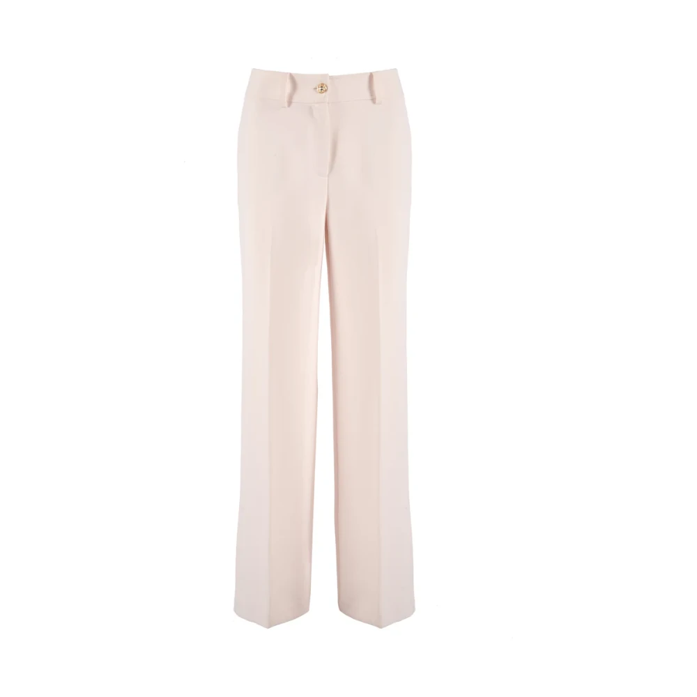 Nenette Rechte beige broek in crosstwill stof Beige Dames