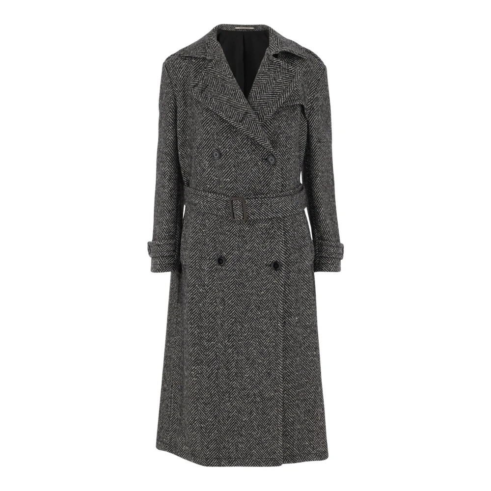 Tagliatore Donna Nero Cappotto A Doppio Petto In Lana