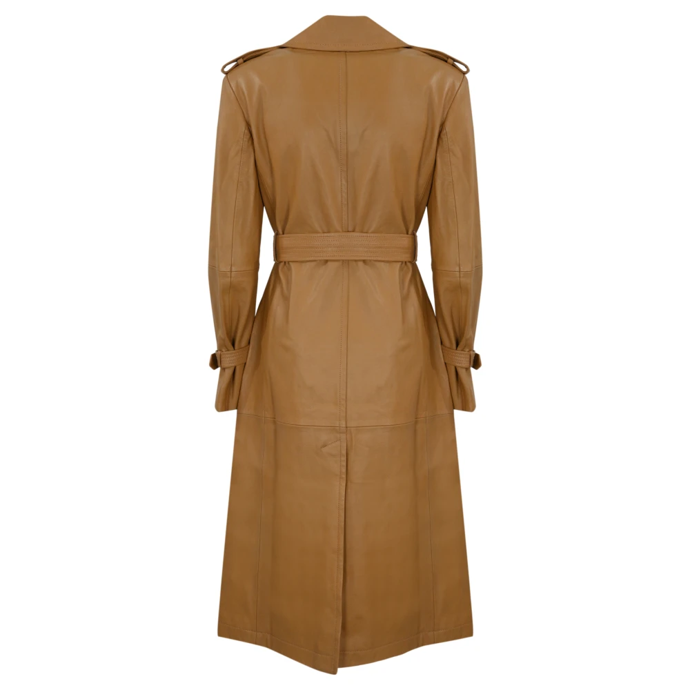 Max Mara Studio Bruine leren trenchcoat Brown Dames