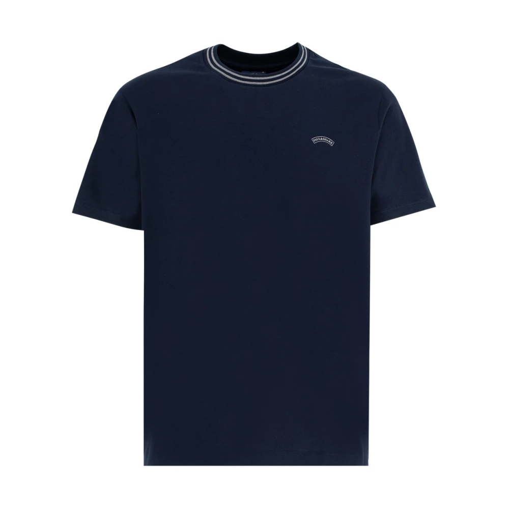 PAUL & SHARK Heren Crew-neck T-shirt met Contrasterende Strepen Blue Heren