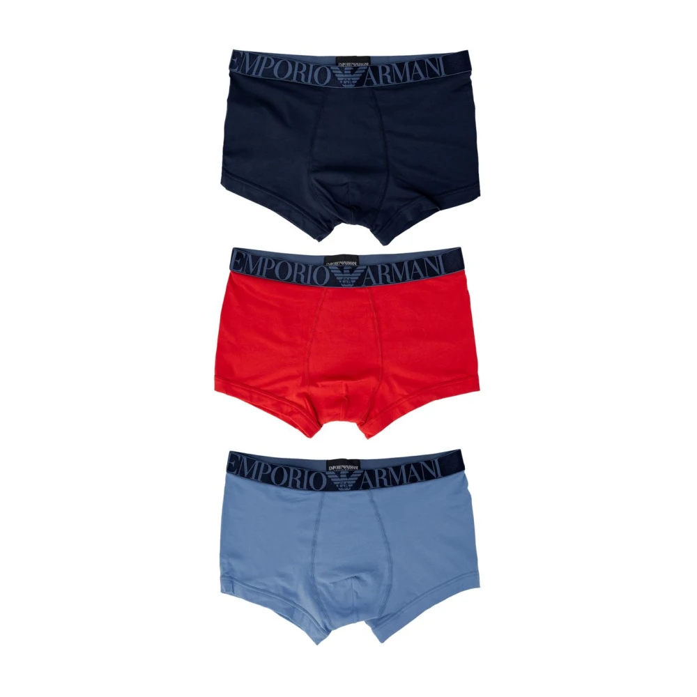 Emporio Armani Blauw Bedrukt Katoenmix Trunk Ondergoed Multicolor Heren