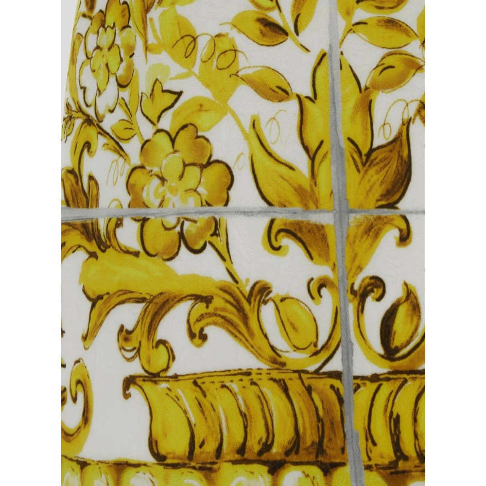 Dolce & Gabbana Maiolica Print Katoenen Rok Yellow Dames