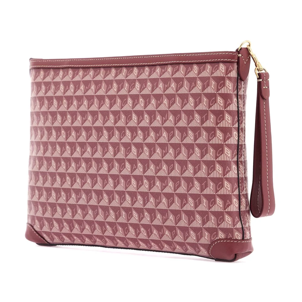 Anya Hindmarch Canvas Clutch met leren afwerking Pink Dames