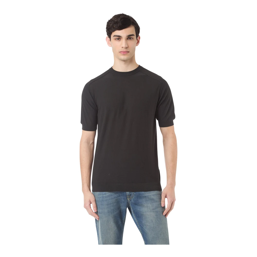 Eleventy Katoenen Crewneck Raglan T-shirt Black Heren