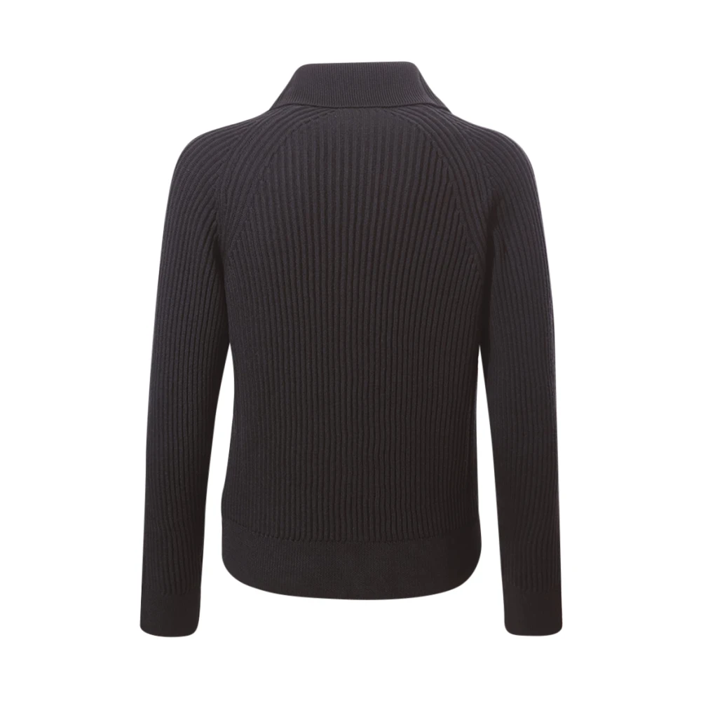 Zanone Zwarte wollen trui met ritssluiting Black Heren