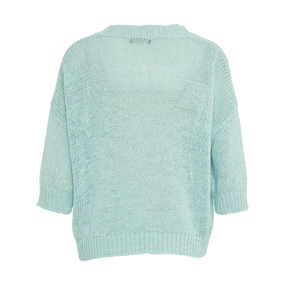 Roberto Collina Blauwe V-hals Gebreide Trui Blue Dames