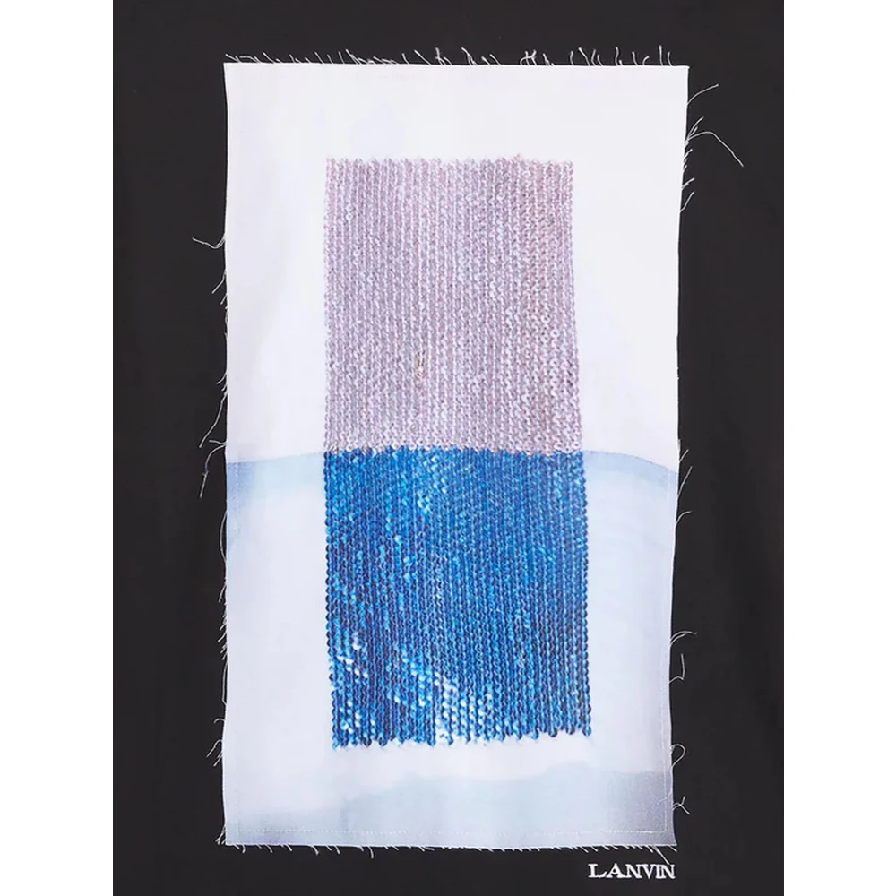 Lanvin Zwarte katoenen T-shirt met Archiefprint Black Heren
