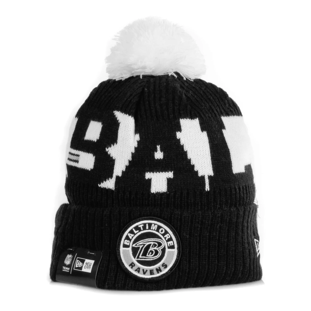New Era Men's Black Accessories, One Size, Sporty Pom Pom Hat /White