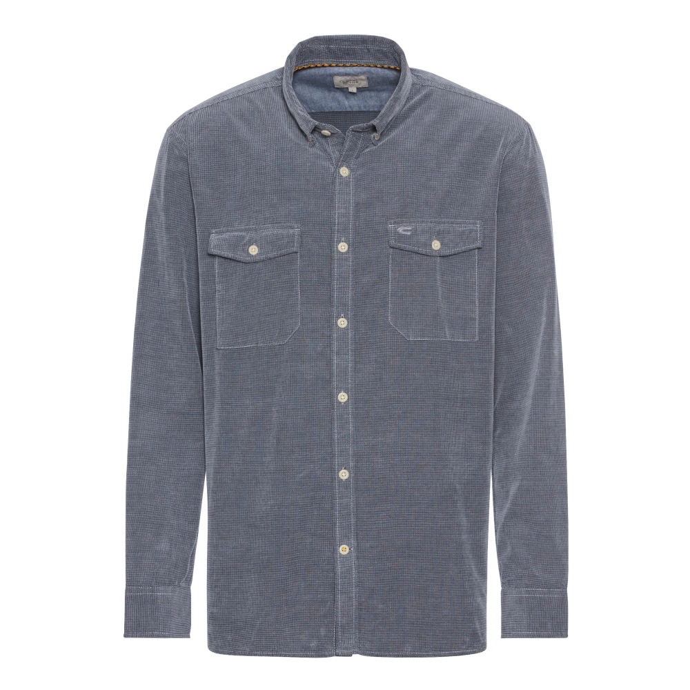 camel active Corduroy Regular Fit Overhemd met Lange Mouwen Blue Heren
