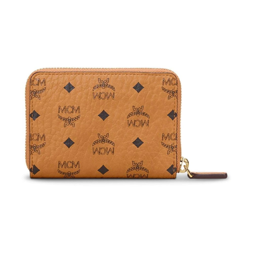 MCM Portemonnee met rits in Visetos Brown Dames
