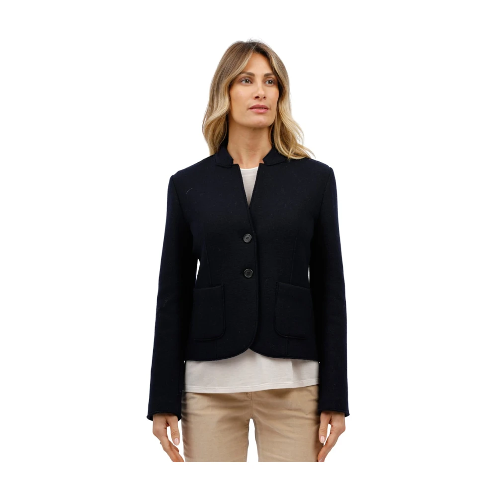 Rosso35 Stretch wollen jas Blue Dames
