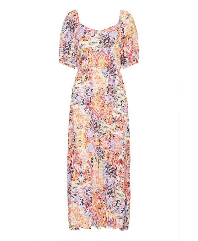 colorful-feminine-dress-with-puff-sleeves