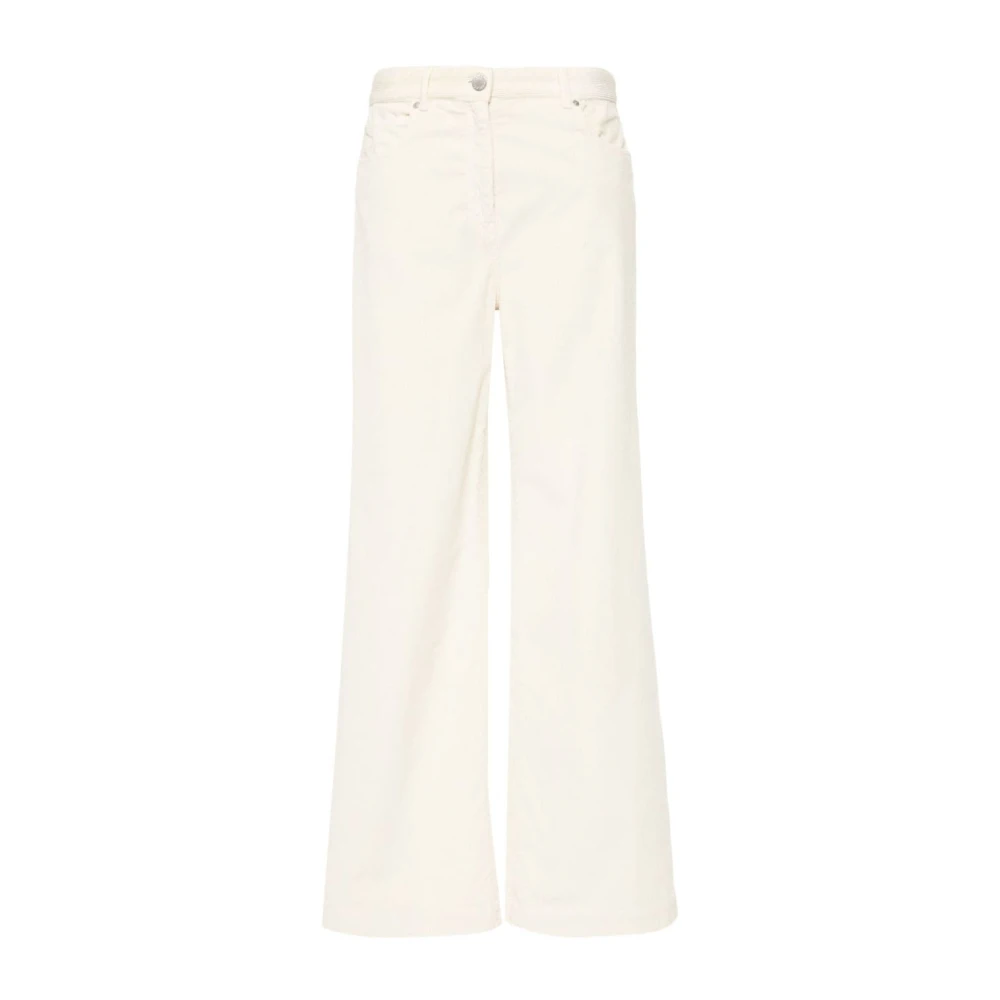 Pinko Witte Corduroy Wijde Pijp Broek White Dames