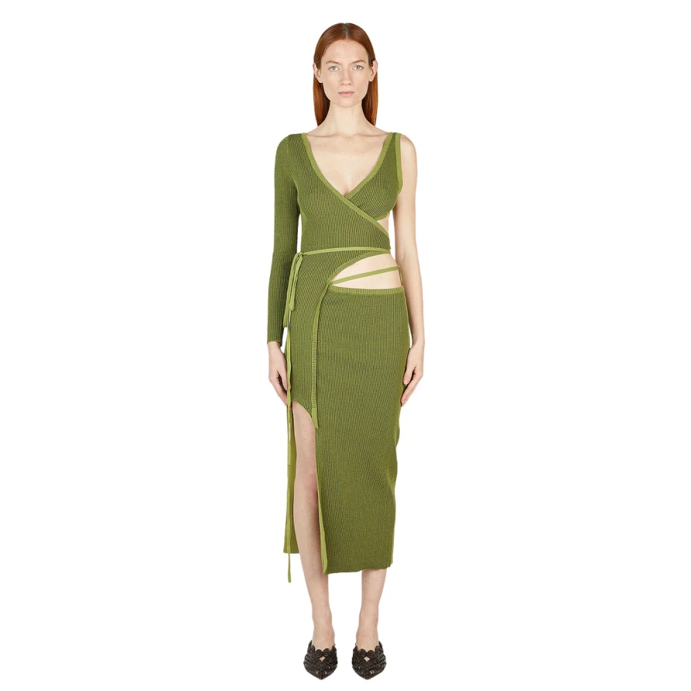Ester Manas Gerimpelde Peephole Jurk Green Dames