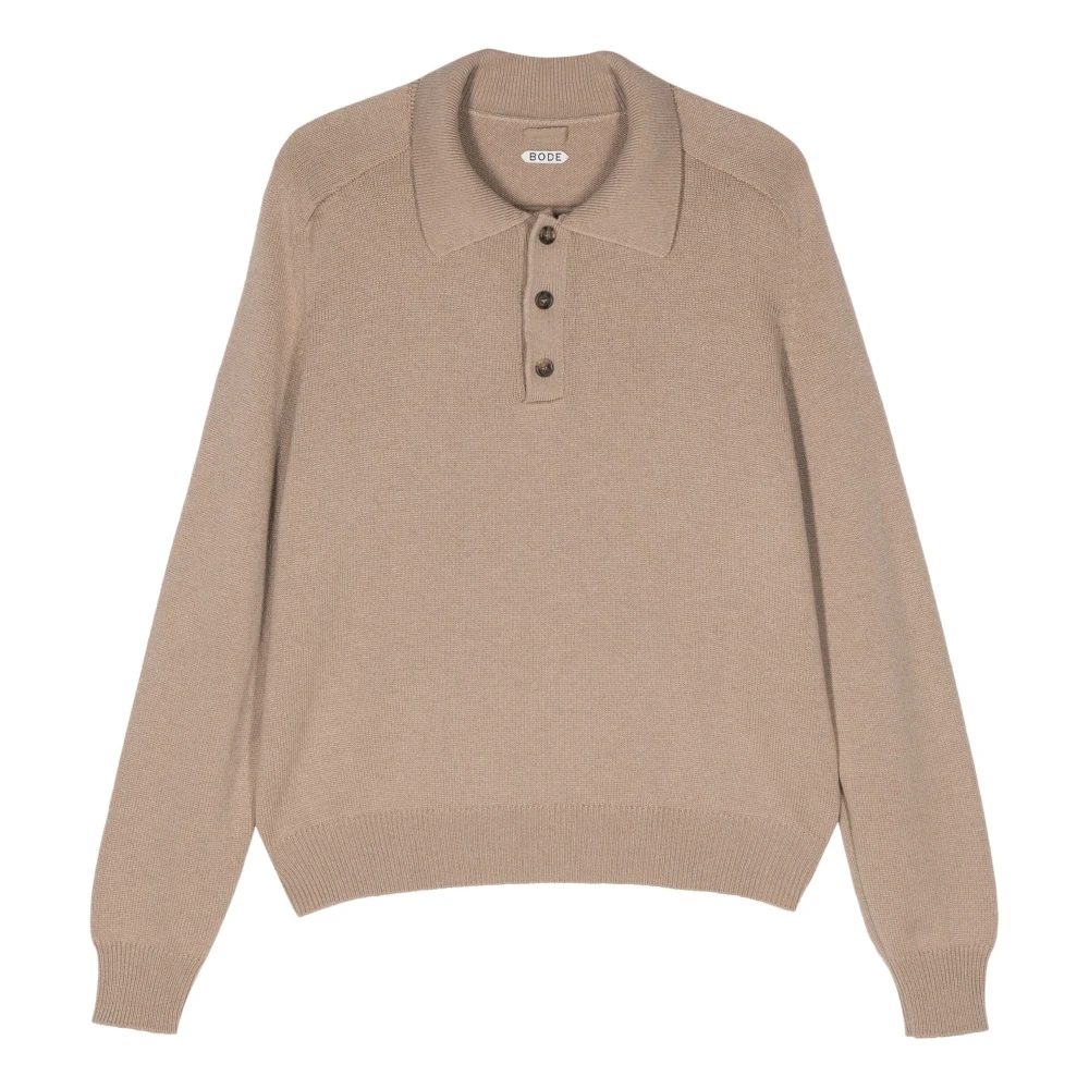 Bode Havermeel Cashmere Polo Brown Heren