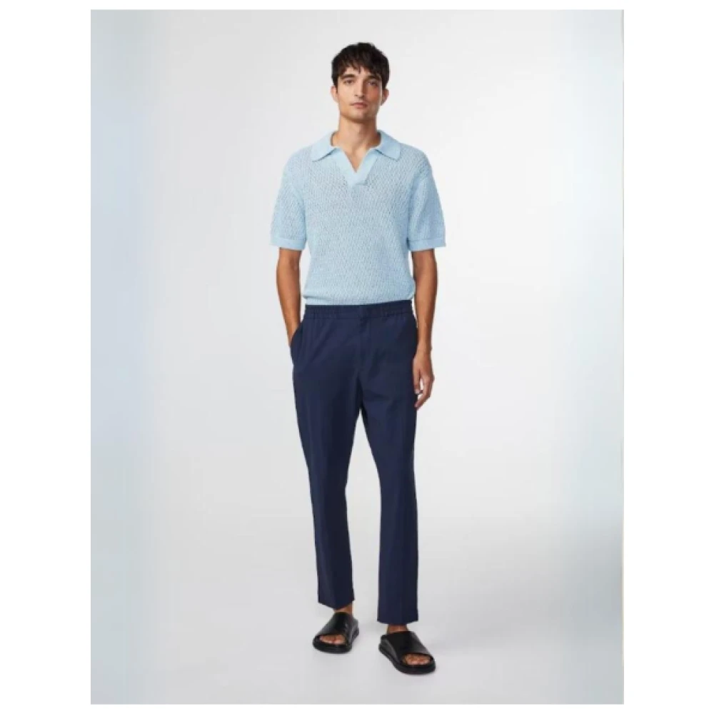 Nn07 Katoenmix Crepe Broek Blue Heren