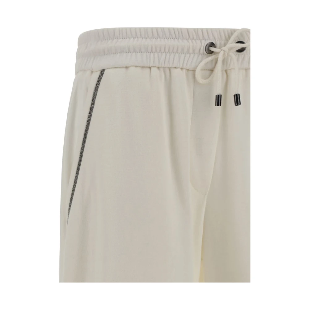 BRUNELLO CUCINELLI Katoenen Broek met Juweelversieringen White Dames