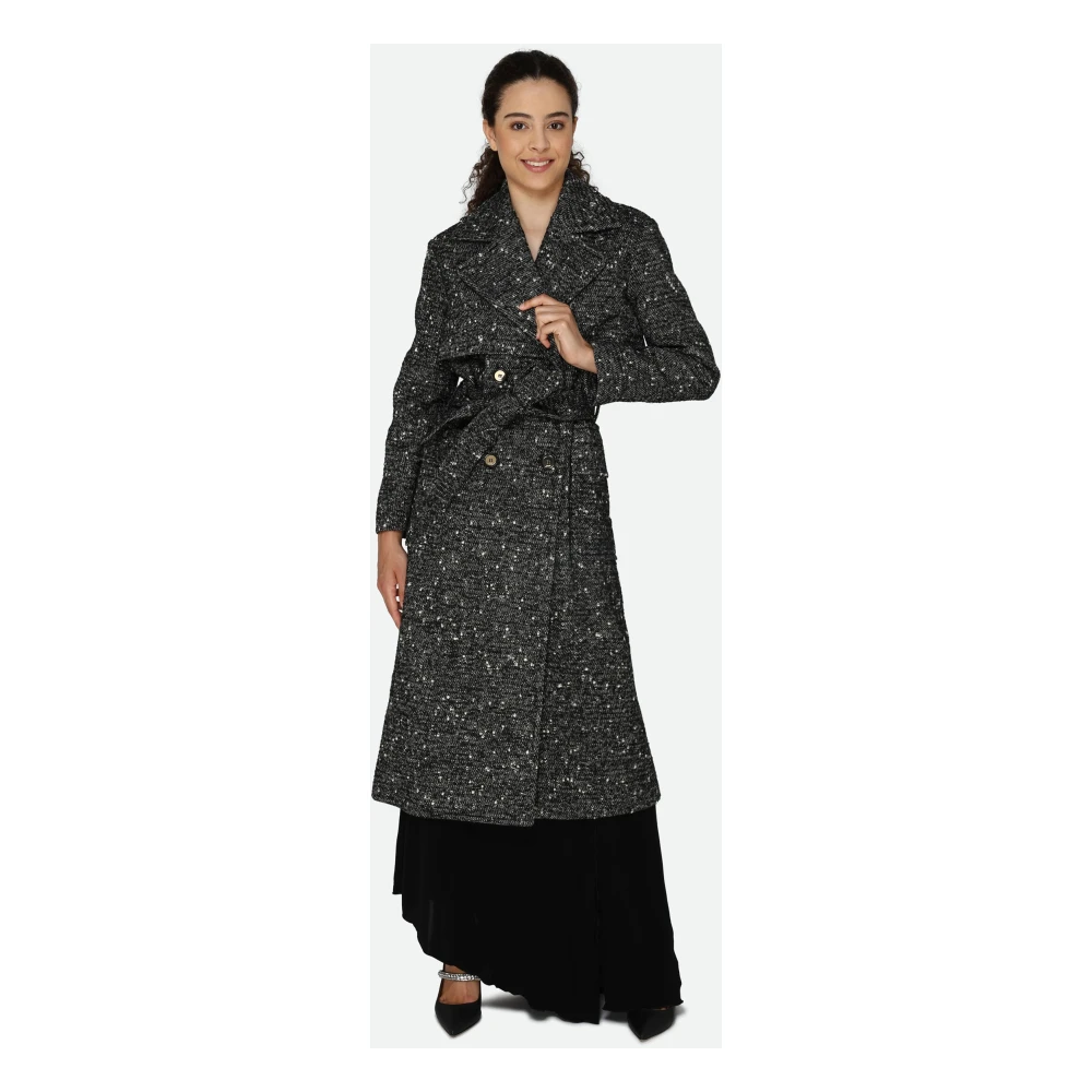 pinko Grijze Tweed Dubbelrijdige Jas Gray Dames