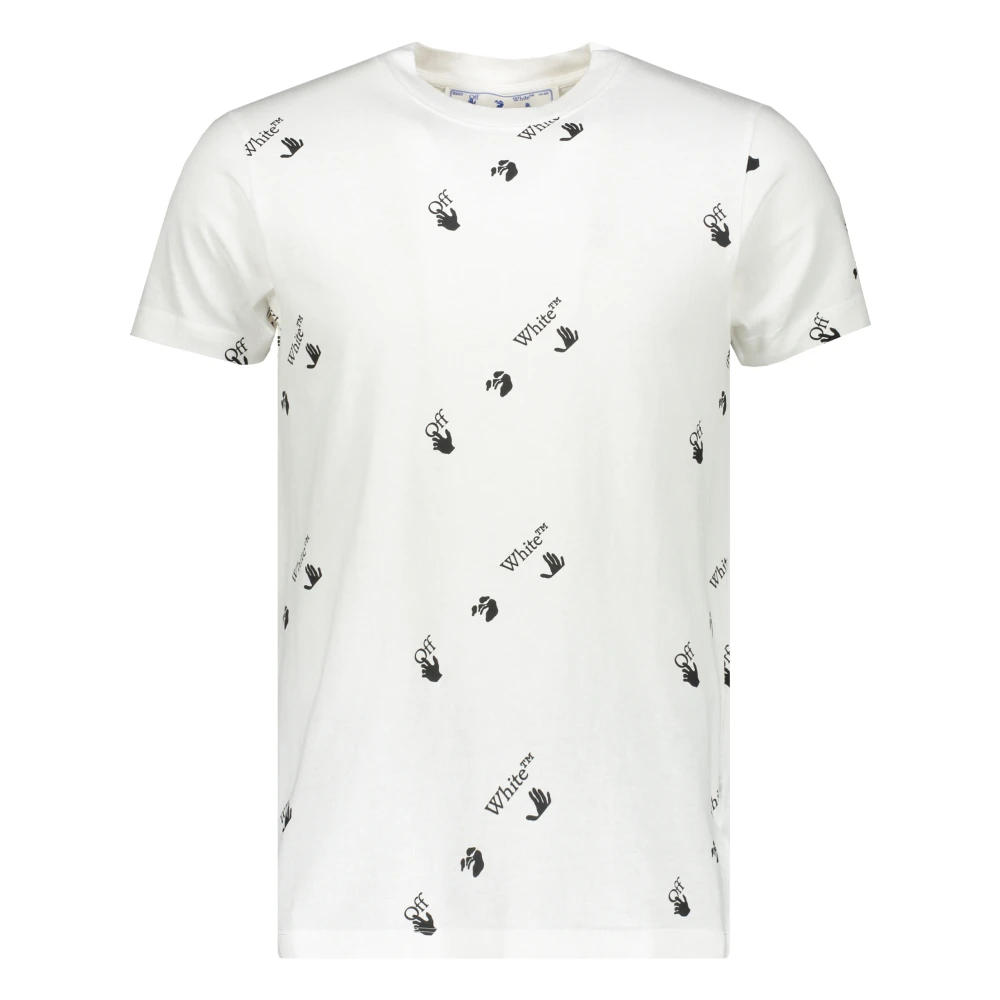 Off White Logo Print Katoenen T-shirt White Heren