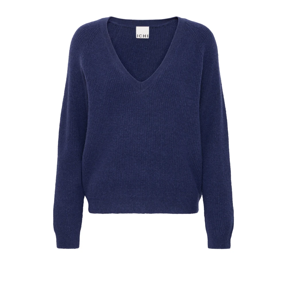 Ichi Blue Patriot Knit Jumper - Female - V-Neck Knitwear - 2XL - Knitwear