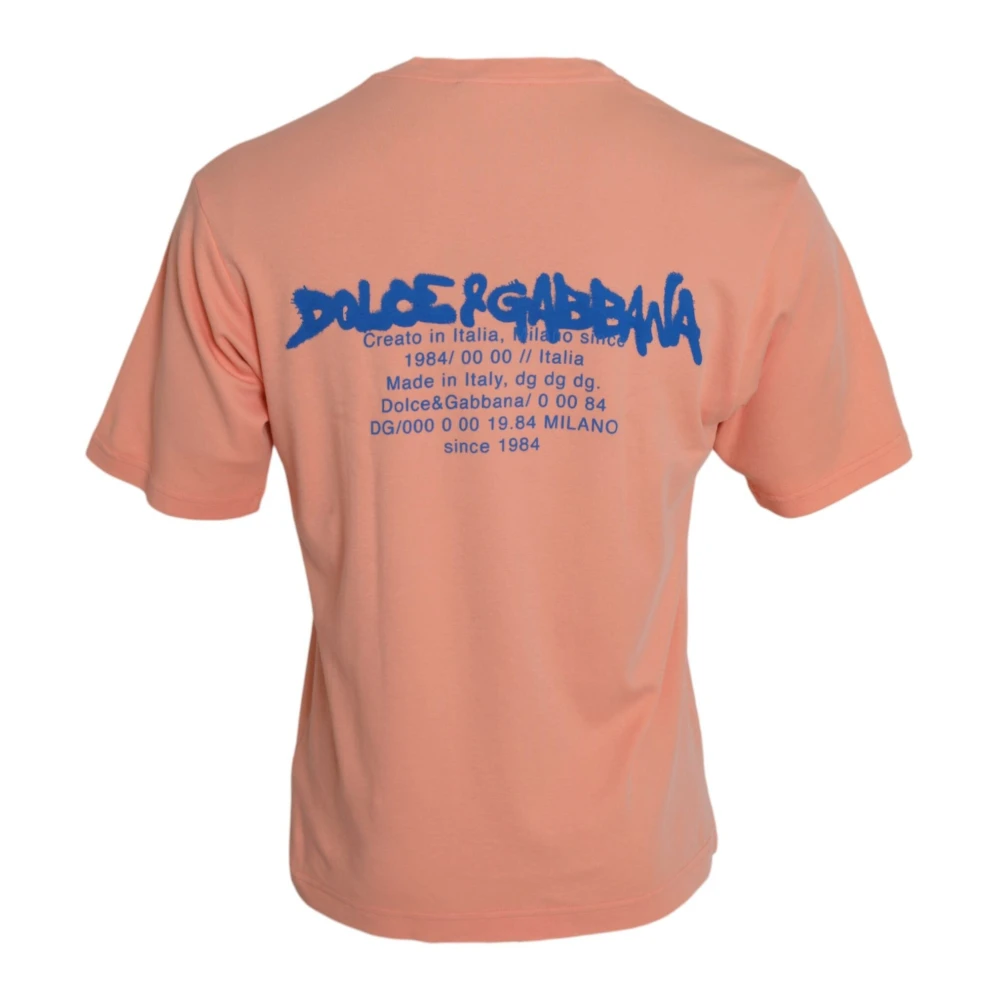 Dolce & Gabbana Koraal Logo T-shirt Pink Heren