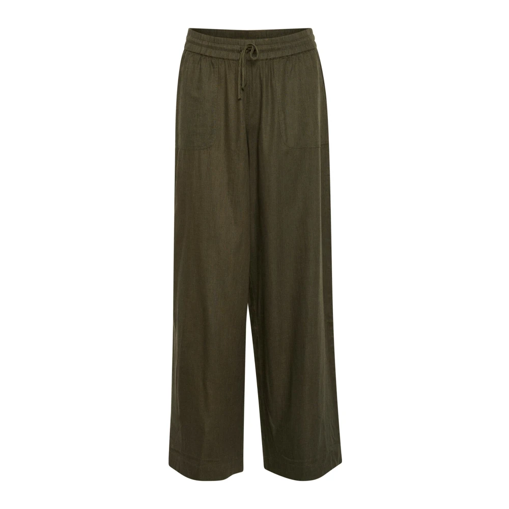 Kaffe Women's Green Wide Forest Night Trousers - Wide Trousers - 2XL - Trousers