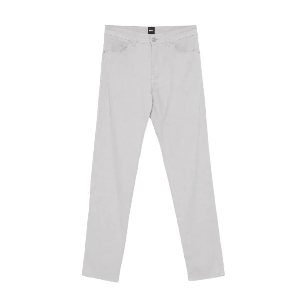 Hugo Men's Gray Slim-Fit Trousers, W34 L34, Maine Regular-Fit Trousers