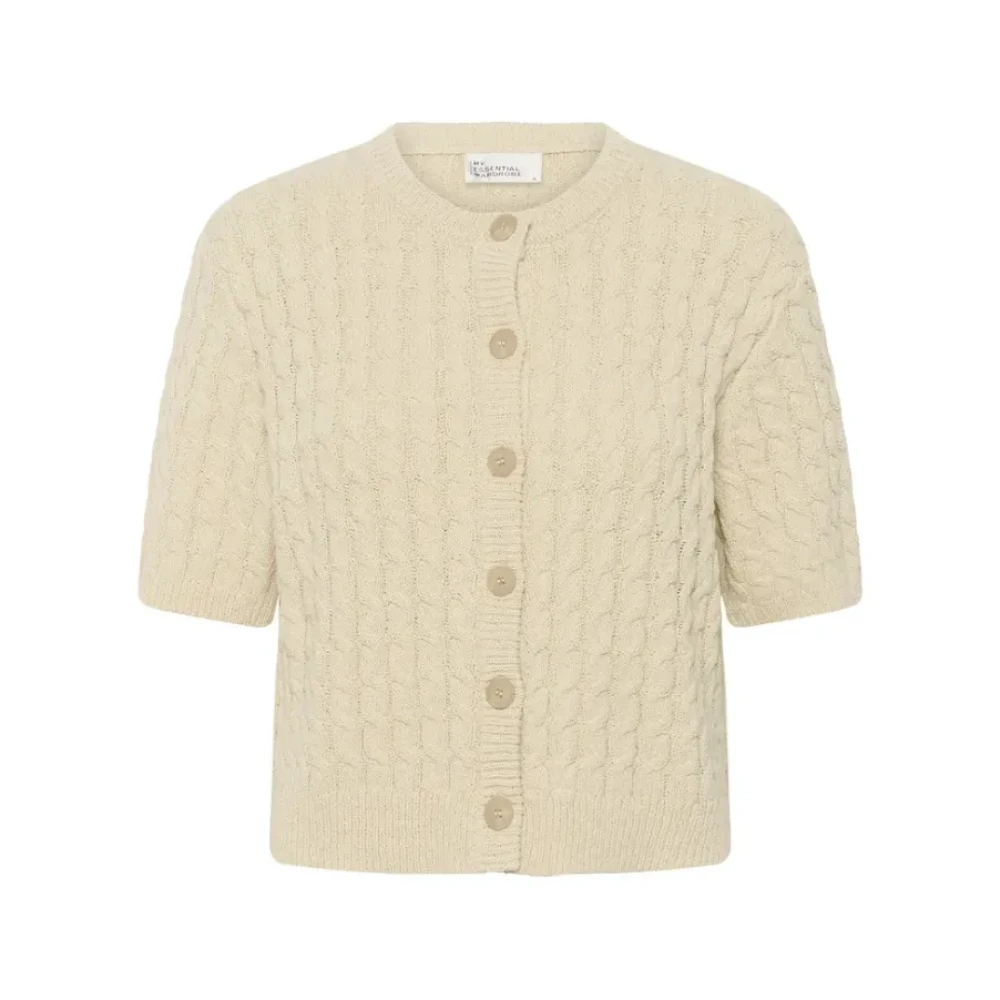 My Essential Wardrobe Women's Yellow Cardigans, L, Cropped Knit Cardigan
