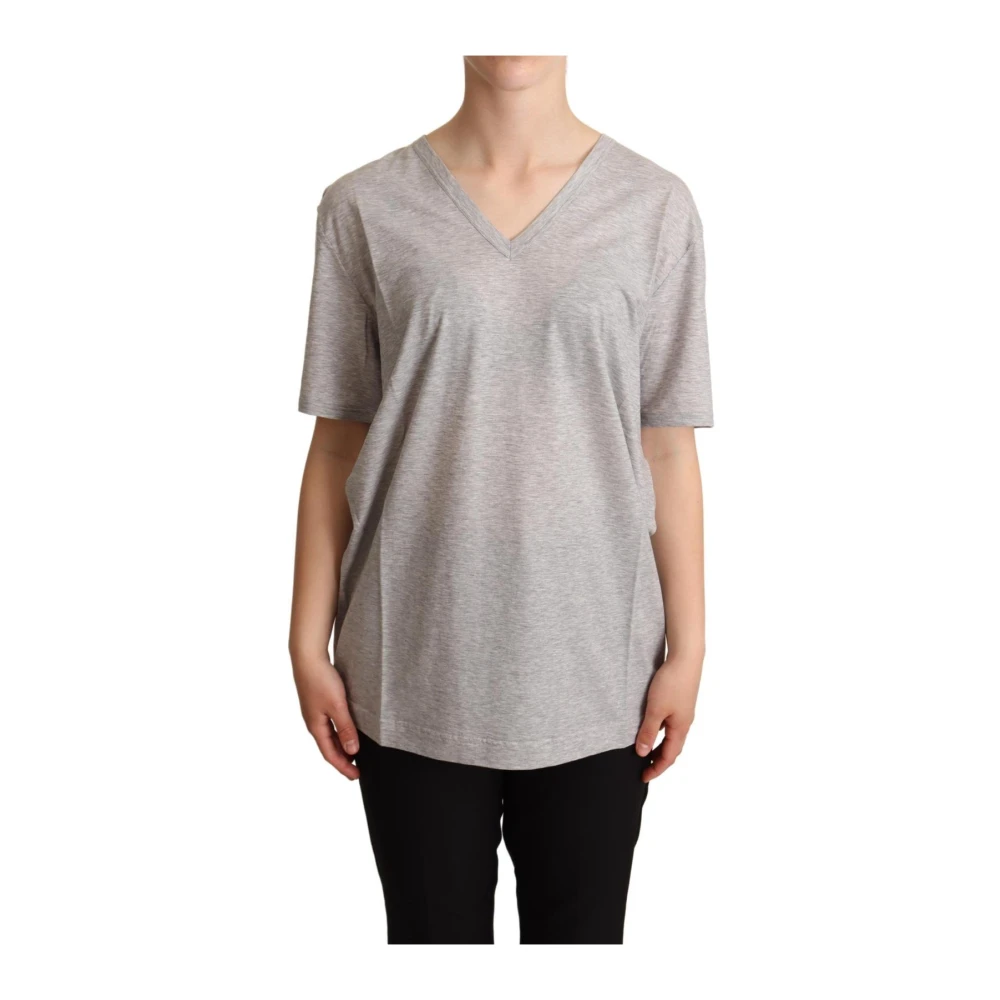 Dolce & Gabbana Women's Gray Classic V-Neck T-Shirt Logo