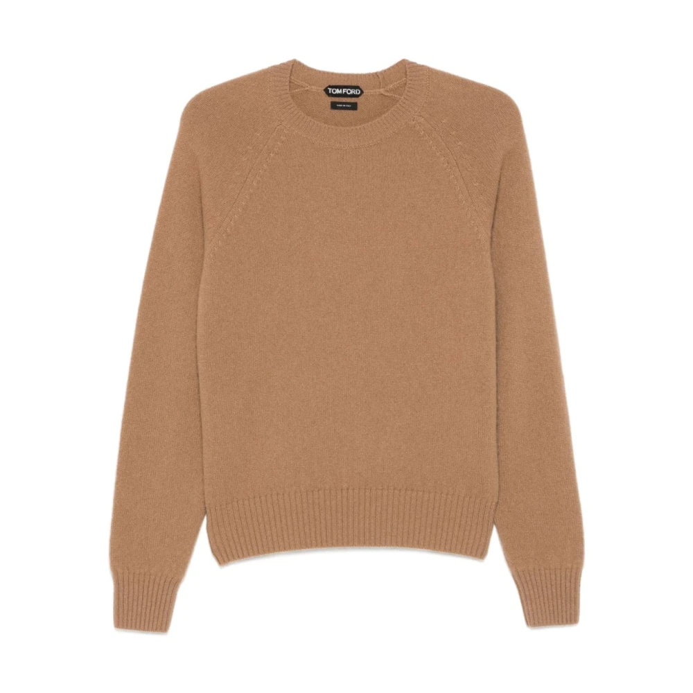 Tom Ford Men's Brown Cashmere Knitwear, Xl, Felted Cashmere Crew Neck