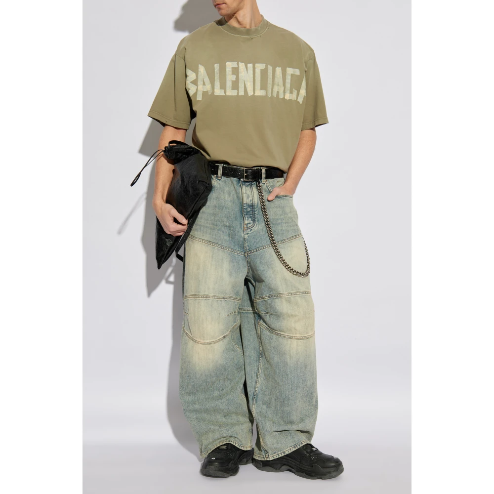 Balenciaga T-shirt met Tape-Type Green Heren