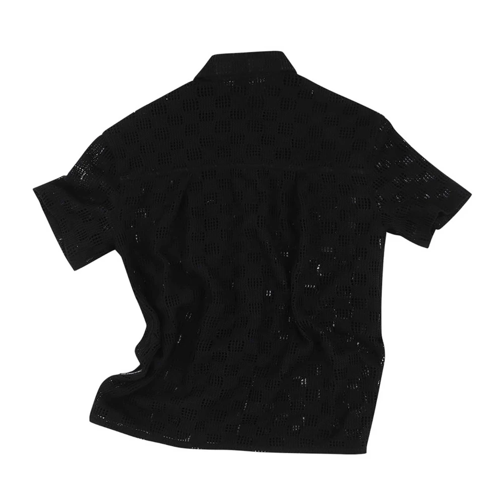 Andersson Bell Zwarte Knoopsluiting Korte Mouw Overhemd Black Heren