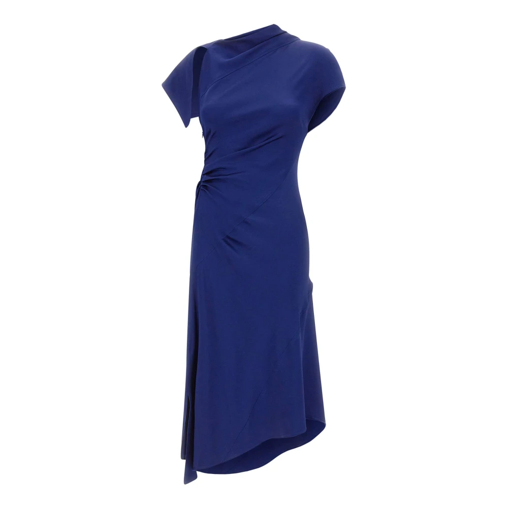 Victoria Beckham Women's Blue Midi Dresses, Xs, Asymmetric Twist Dress