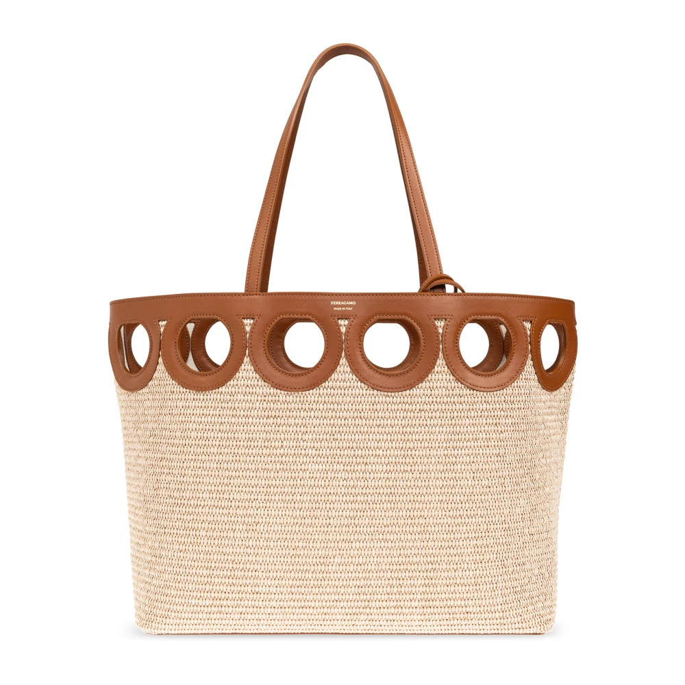 Ferragamo Donna Beige Tote Bag Trama Gancini (M) - Immagine 2