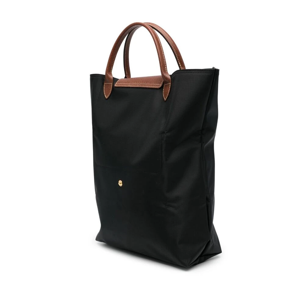 Longchamp Canvas Tote Tas met Klep Sluiting Black Dames