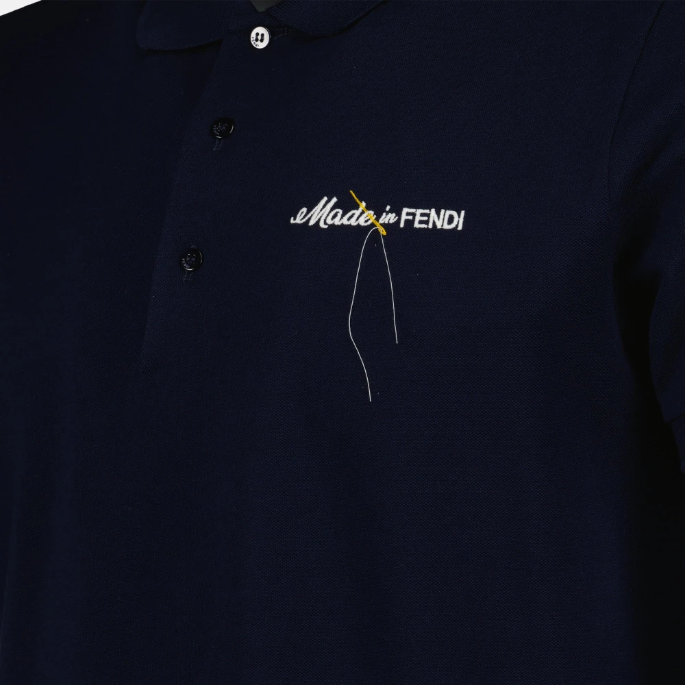 Fendi Blauw Lente-Zomer 2024 Polo Shirt Blue Heren