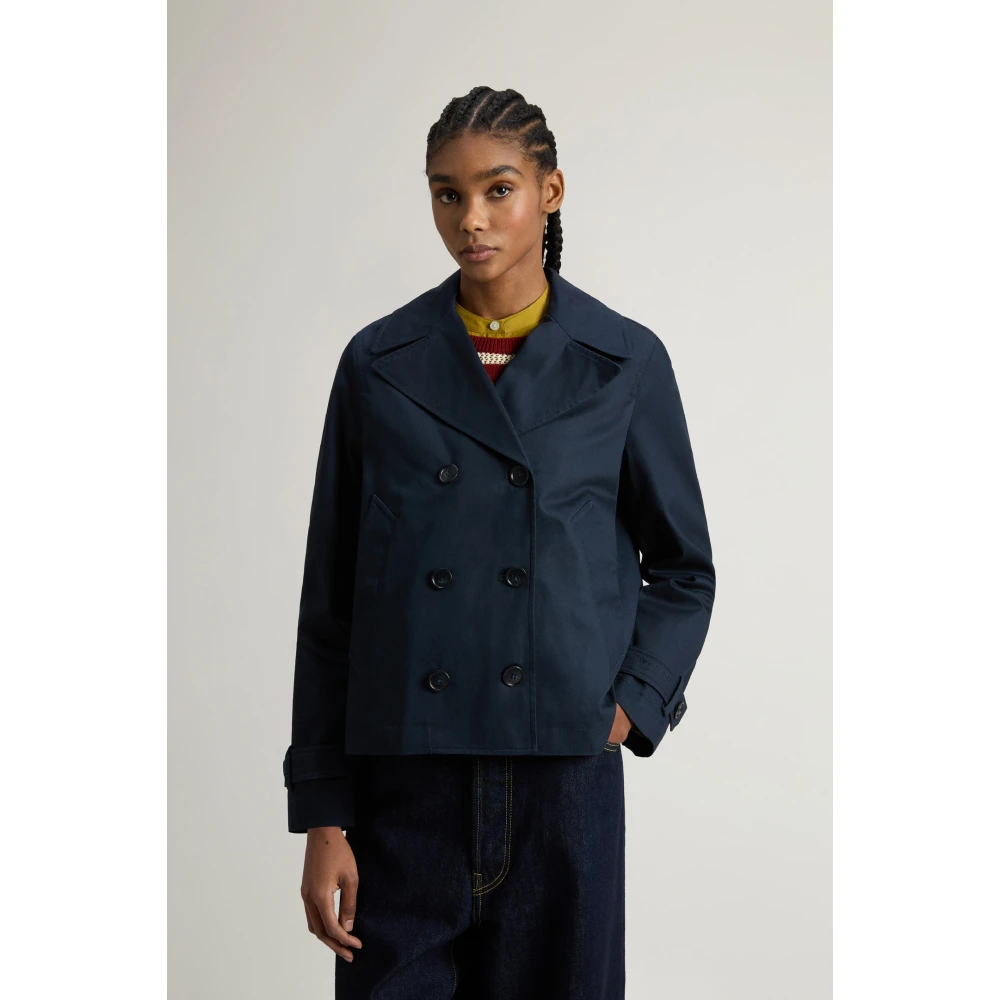 Woolrich Militaire Stijl Peacoat Blue Dames