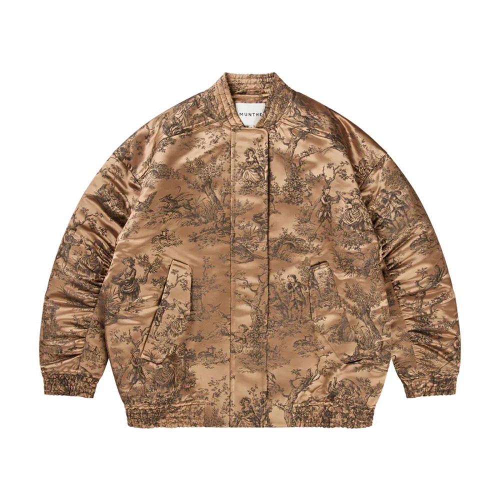 Munthe Bomberjack met Nostalgisch Print Camel Beige Dames