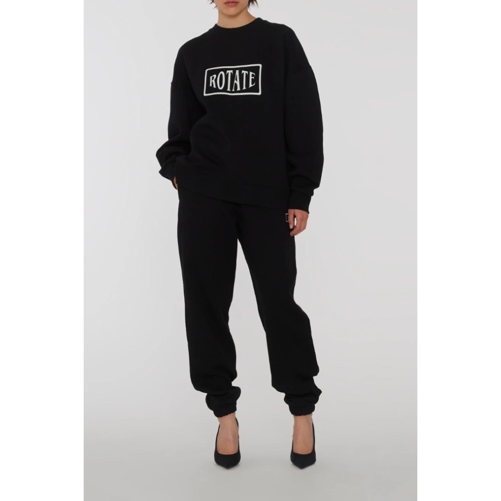 Rotate Birger Christensen Joggingbroek met elastische tailleband en geborduurd logo Black Dames