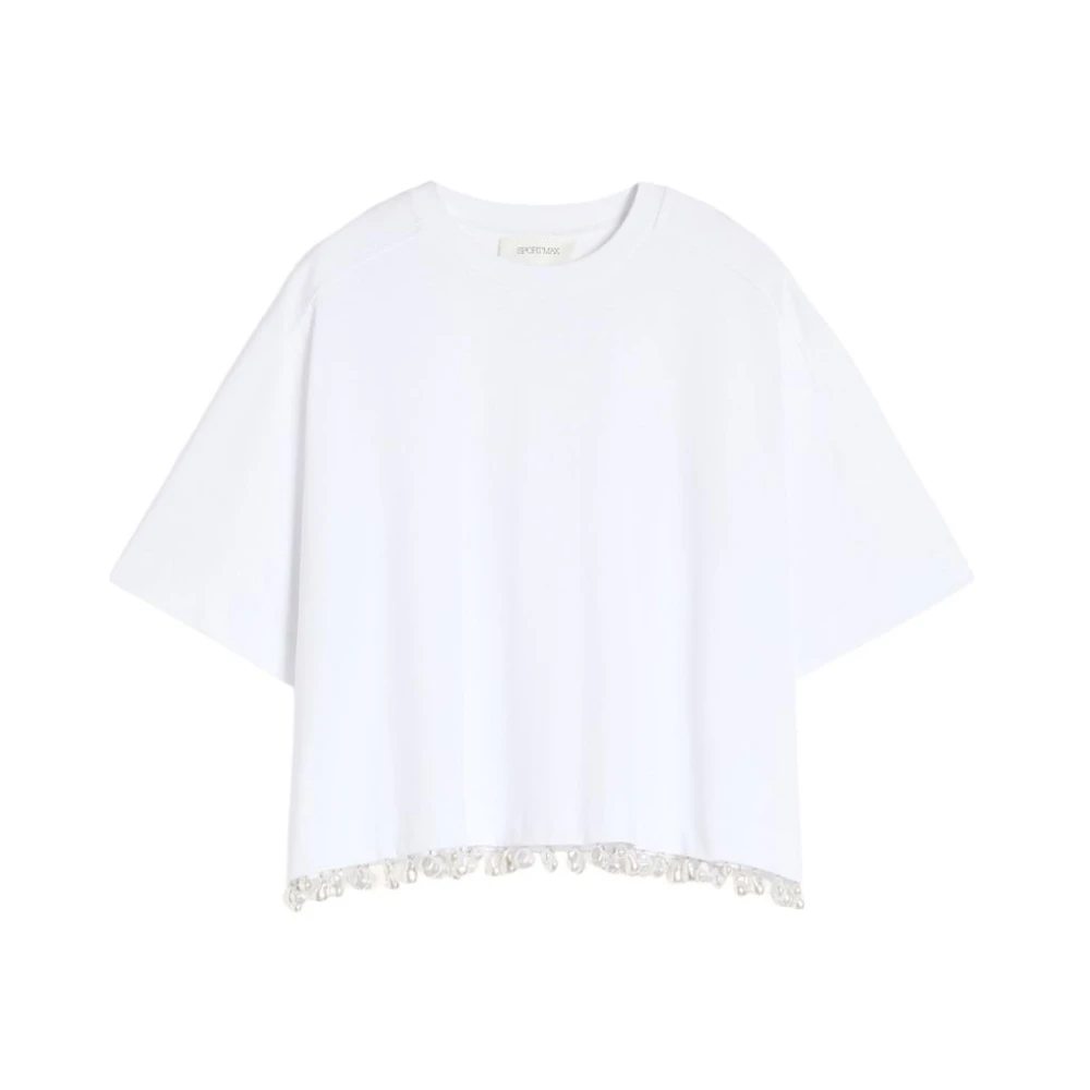 Sportmax Oblato Chain Embellished Cotton T-Shirt - Female - T-Shirts - White - S - Tops