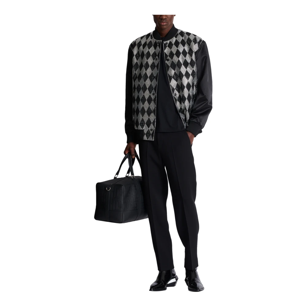 Balmain T-shirt met borduursel op de halslijn Black Heren