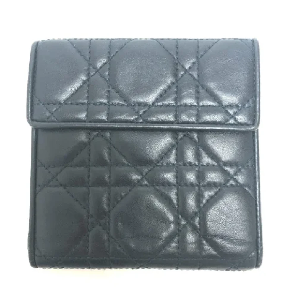 Dior Vintage Pre-owned Leather wallets Blue Dames