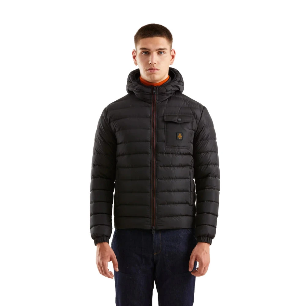 RefrigiWear Zwarte Nylon Jas met Capuchon en Ritssluiting Black Heren