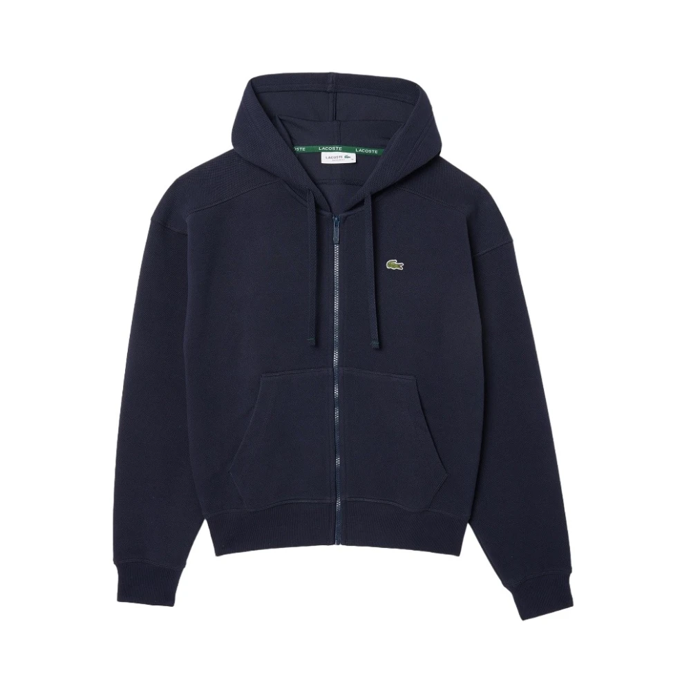 Lacoste Blue Double Face Pique Hoodie - Female - Zip-Throughs - S - Sweatshirts & Hoodies