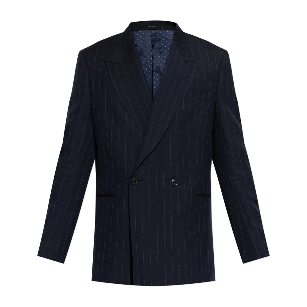 Paul Smith Blå Double-Breasted Nålrandsblazer