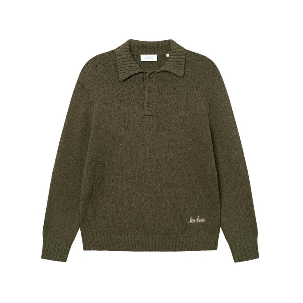 Les Deux Groene Button-Up Jersey Sweater Green Heren